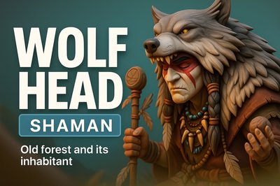 Wolf Head Shaman: A 3D Illustrative Masterpiece