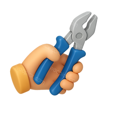 3D Icon of Hand Holding Pliers in Isometric View