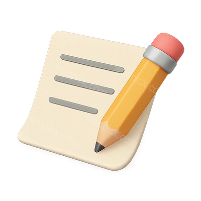 Stylized Note with Pencil Icon for Writing and Notetaking