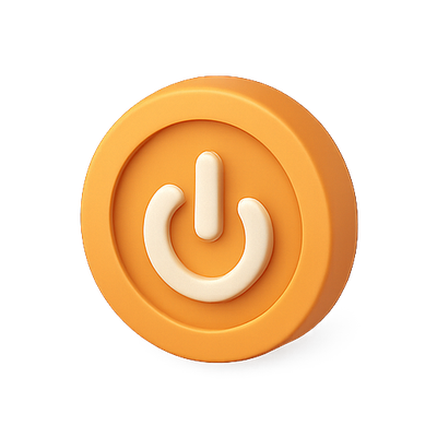 3D Orange Power Button Icon Design