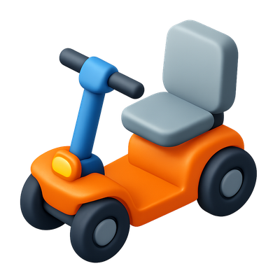 Colorful 3D Mobility Scooter Icon in Isometric View