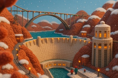 Woolen Hoover Dam in Winter Wonderland Scene