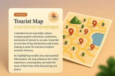 3D Tourist Map Illustration for Navigation and Exploration