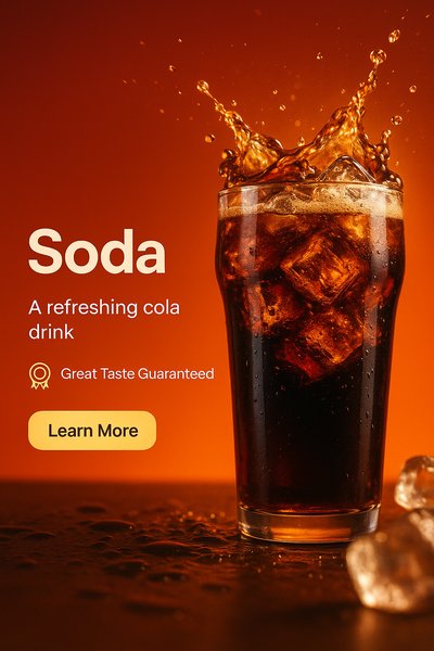 Refreshing Cola Drink with Ice in a Glass