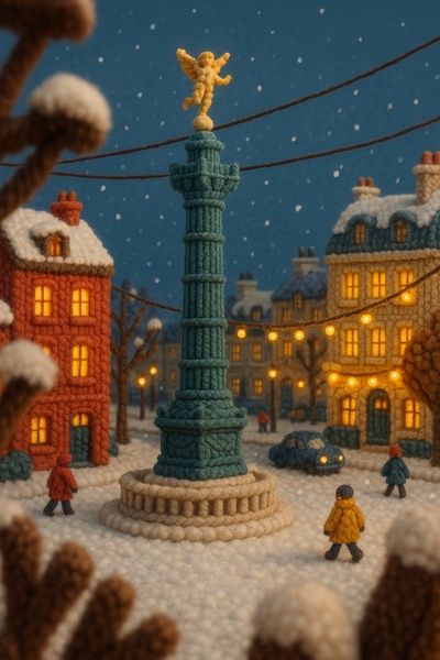 Festive Woolen Bastille Scene in Paris