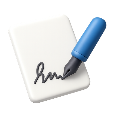 Stylish 3D Autograph Icon with Marker on Paper