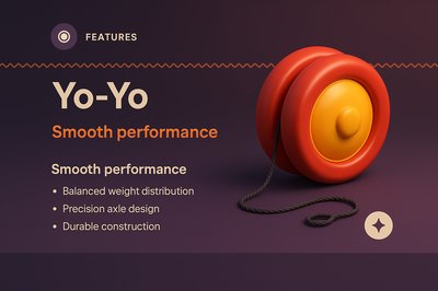 3D Yo-Yo Illustration with Feature Highlights
