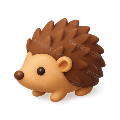 Cute 3D Hedgehog Icon with Spines and Isometric View