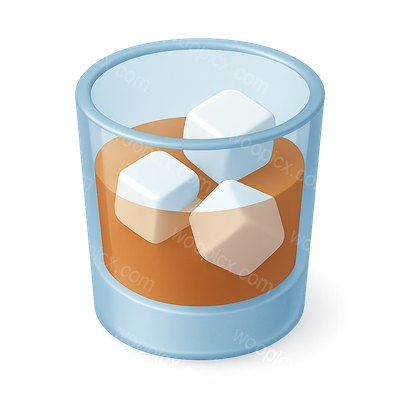 Stylized 3D Drink Icon with Ice Cubes