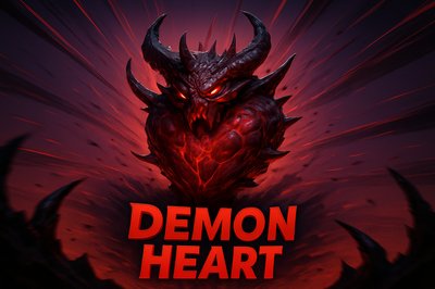 Dynamic Demon Heart Illustration with Bold Typography