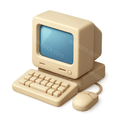 Stylized 3D Computer Icon in Isometric View