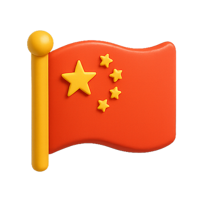 3D Render of the Chinese Flag with Stylized Elements