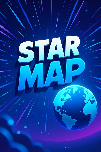 Dynamic Star Map with Vibrant Colors and 3D Elements