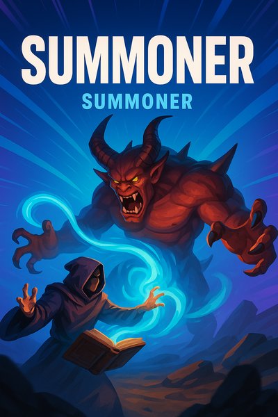Dynamic Summoner Illustration with Bold Design