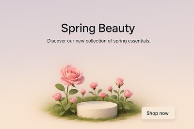 Spring Beauty Podium with Roses Displaying New Collection