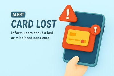 3D Illustration of Lost Card Alert on Mobile Device