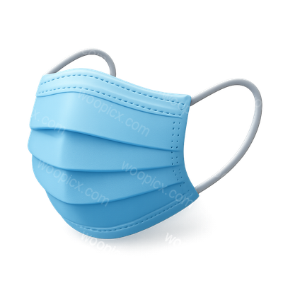 Stylized 3D Face Mask Icon in Blue Tones