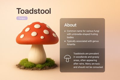 Bright Toadstool Illustration with Informative Text Block