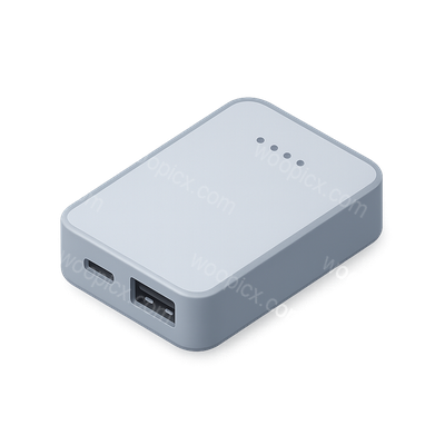 3D Power Bank Icon with Ports in Isometric View