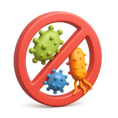 3D Microbe Prohibition Icon Illustration