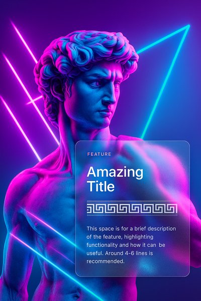 Neon Retro Synth Wave David Statue with Vibrant Background