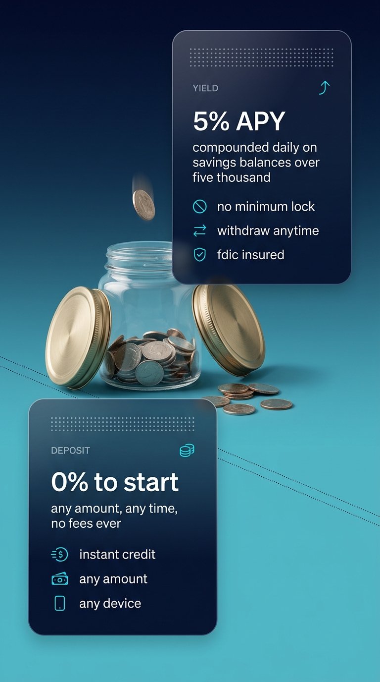 Clear glass savings jar with coins