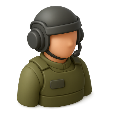 3D Tank Crew Icon with Volumetric Design