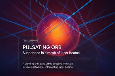 Pulsating Orb Enveloped in Laser Beams - 3D Illustration