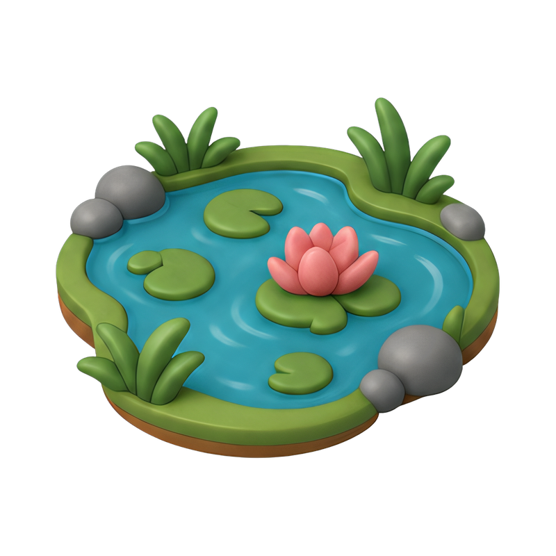 serene pond with lily pads