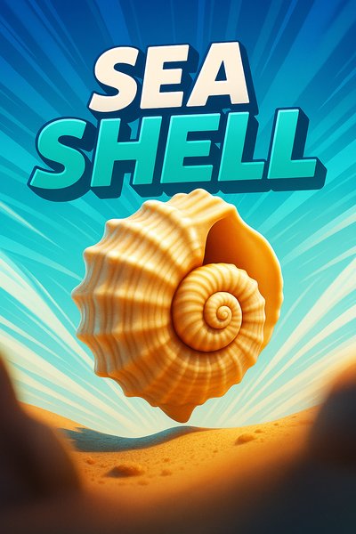 Dynamic 3D Sea Shell Illustration with Bold Title