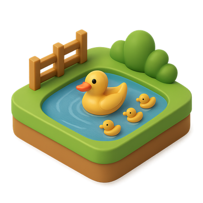 Playful 3D Duck Farm Pond Icon Design