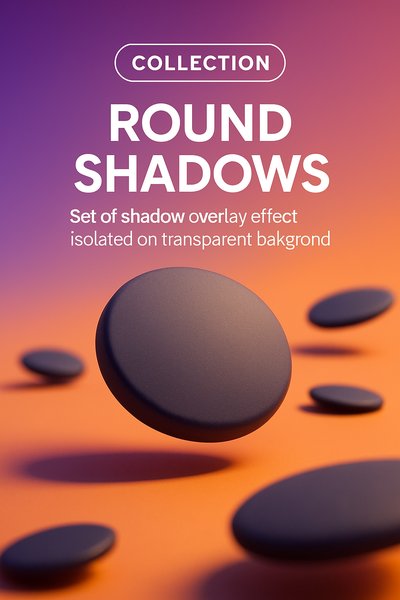 Stylized Collection of Round Shadow Effects on Transparent Background