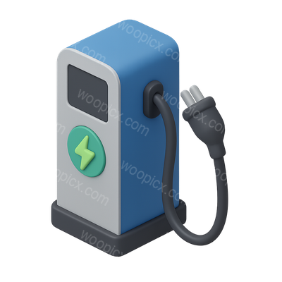 3D Electric Vehicle Charger Icon with Isometric Design