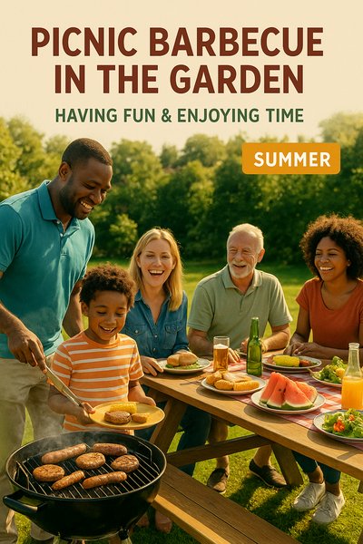 Family Gathering at a Summer Barbecue in the Garden
