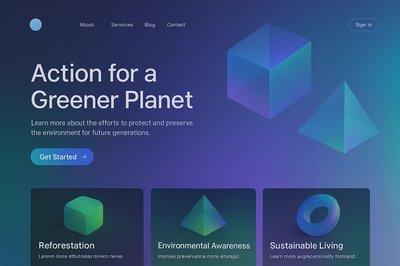 Futuristic Nature Landing Page Design with Geometric Elements