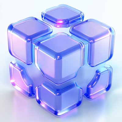 3D Abstract Geometric Structure with Glass-Like Appearance