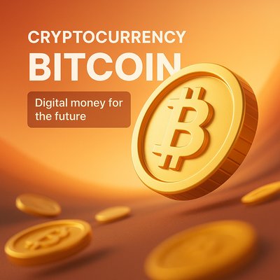 3D Bitcoin Coin Illustration with Futuristic Theme