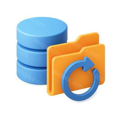 Stylized 3D Backup Icon with Data Elements