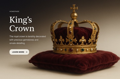 Elegant King's Crown with Gemstones on Velvet Cushion