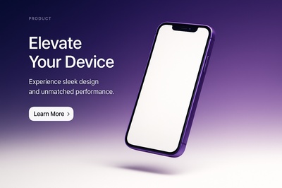 Sleek Purple Phone in Mid-Air Elevation with Clean Design