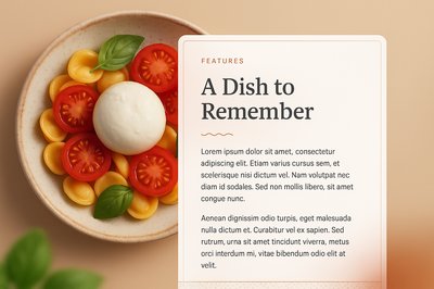 3D Illustration of a Culinary Delight with Features Section