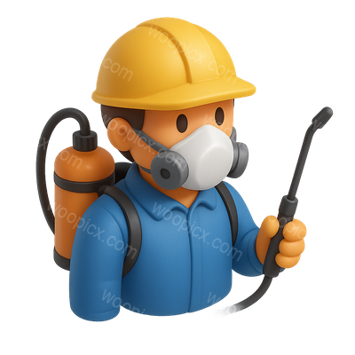 3D Pest Control Technician Icon with Sprayer