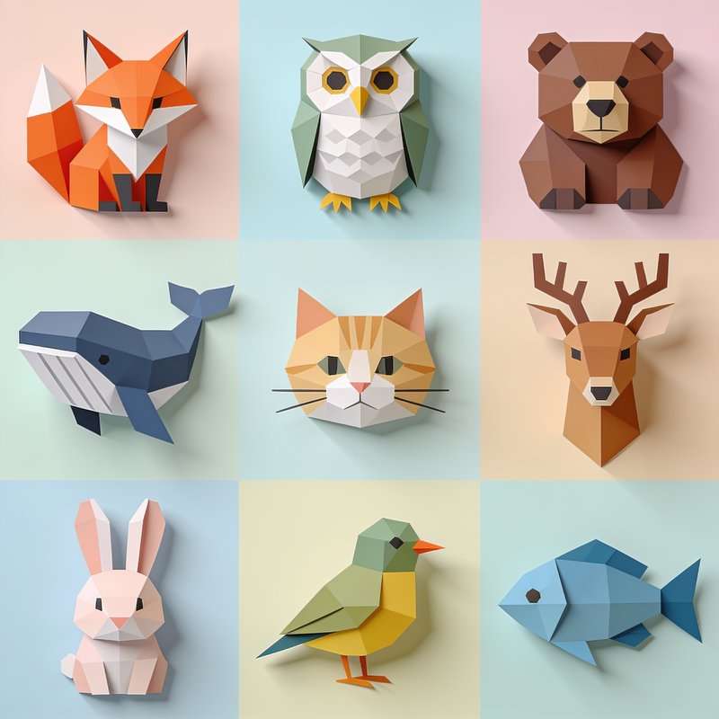 colorful papercraft models