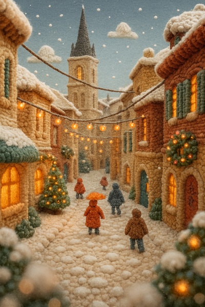Whimsical Woolen Winter Scene in Bordeaux