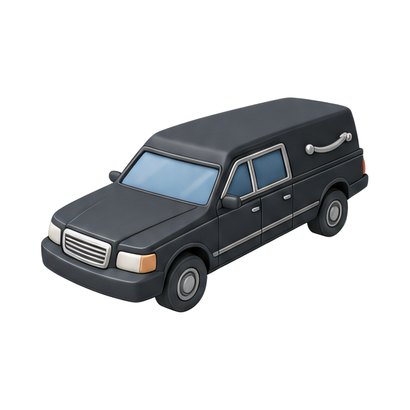 silhouette of a hearse at dusk