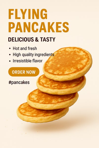 Promotional Image for Delicious Pancakes with Engaging Call-to-Action