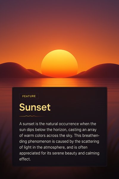 Serene Sunset Over Calm Waters with Feature Block