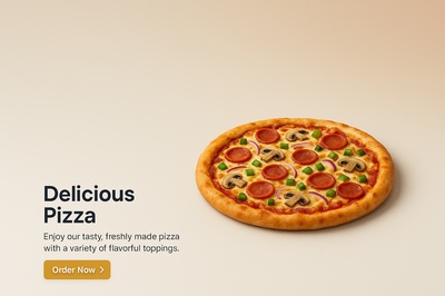 Delicious Pizza Scene with Toppings and Call to Action