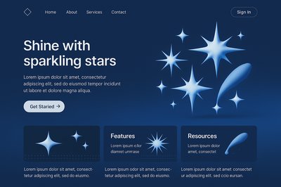 3D Illustrated Landing Page with Sparkling Stars Design