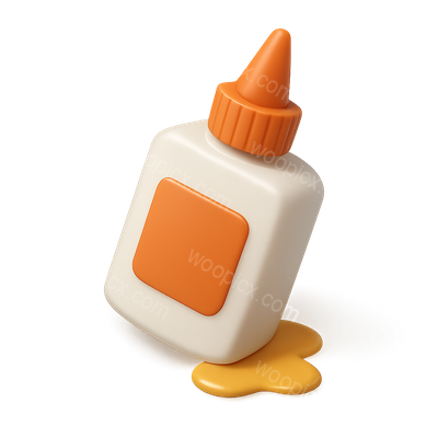 3D Icon of Adhesive Bottle with Puddle